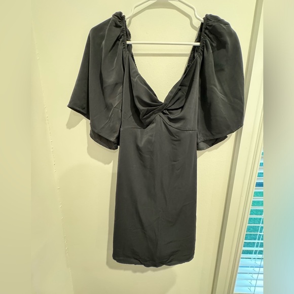 Abercrombie & Fitch Black Angel Sleeve V Neck Bow Mini Skort Romper Dress SZ XS - Picture 5 of 10